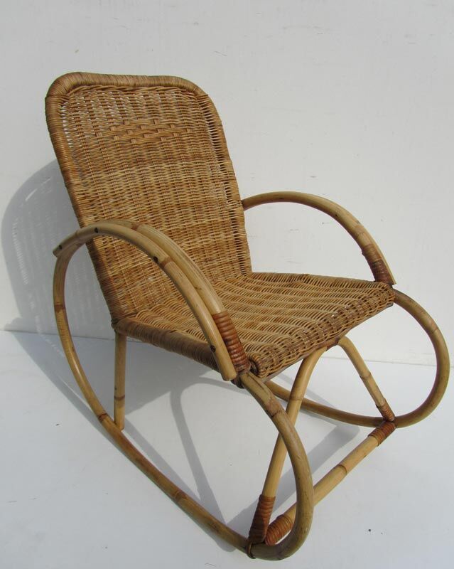 Cute kids 60/70 years rattan rocking chair