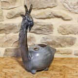 Zoomorphic glazed ceramic flower holder by Jean-Claude Raybaud