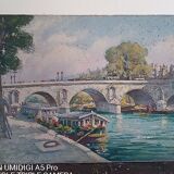 Edouard Leverd (1881-1950) oil on cardboard - 35 x 27 cm - bridge in Paris 1937