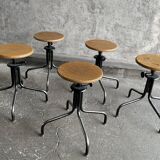 Set of 5 flambo adjustable industrial stools
