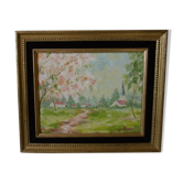 Table oil on vintage panel 1950