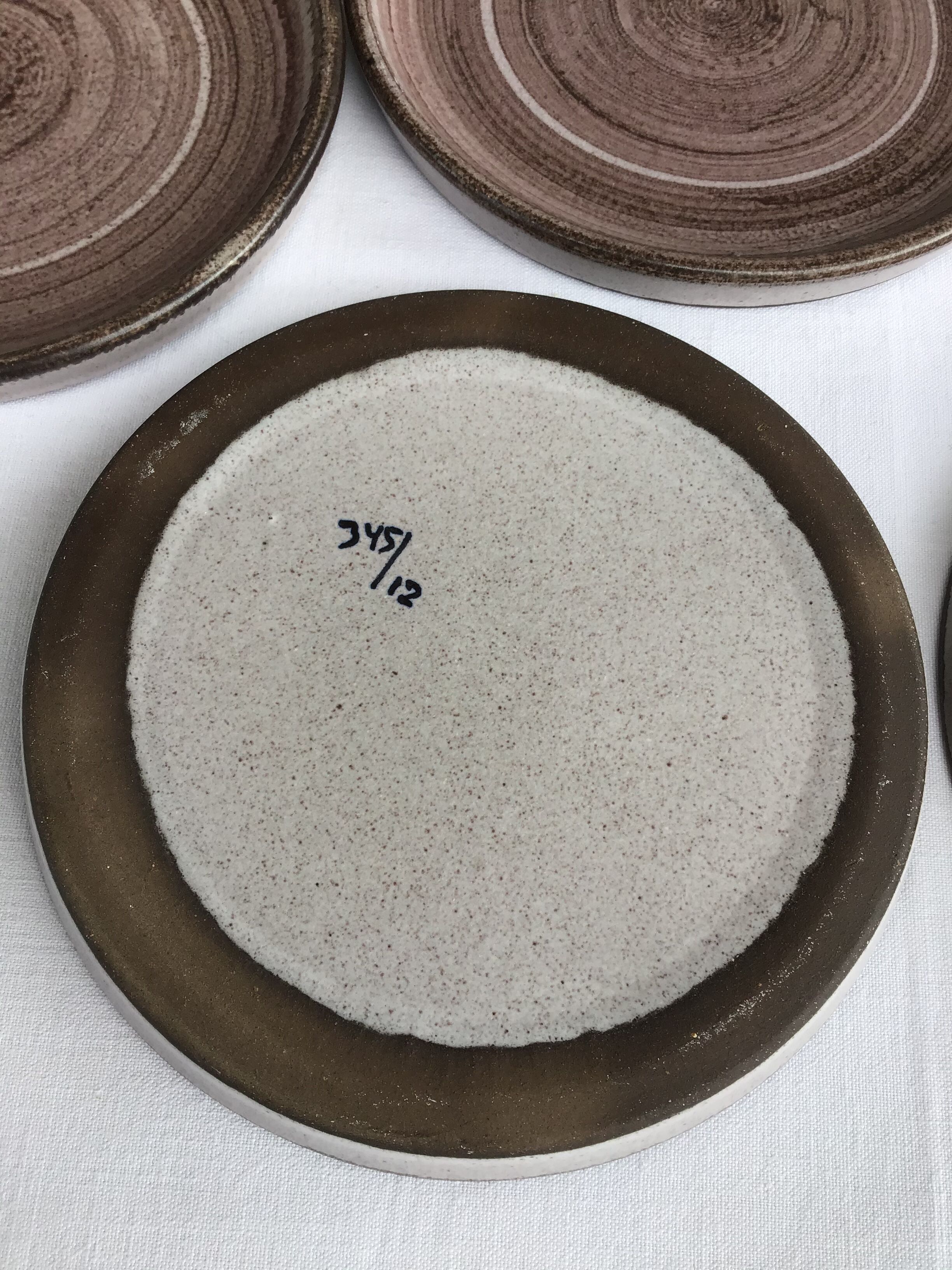 7 plates dessert handmade pink brown sandstone