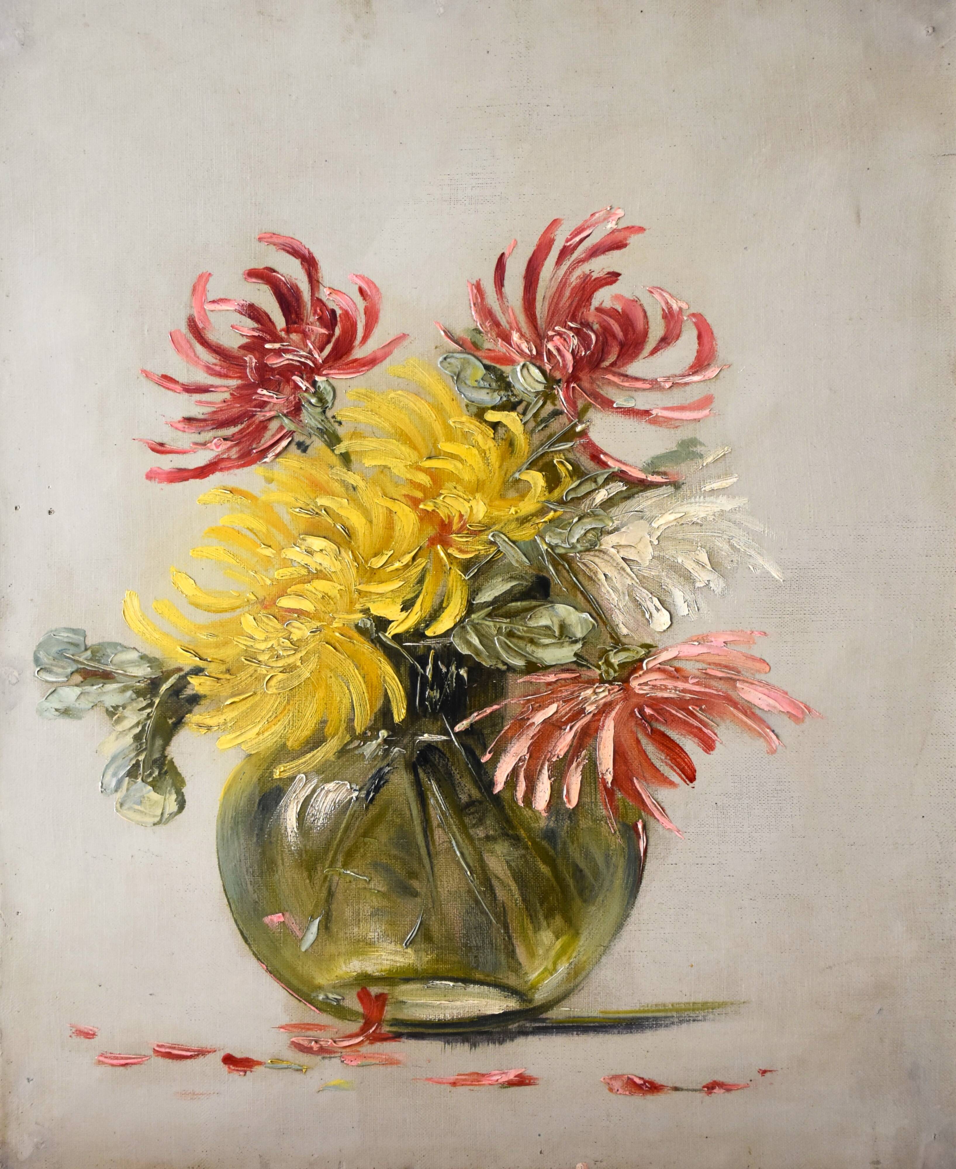 Charles Jung, Chrysanthemums in a Glass Vase (circa 1900)