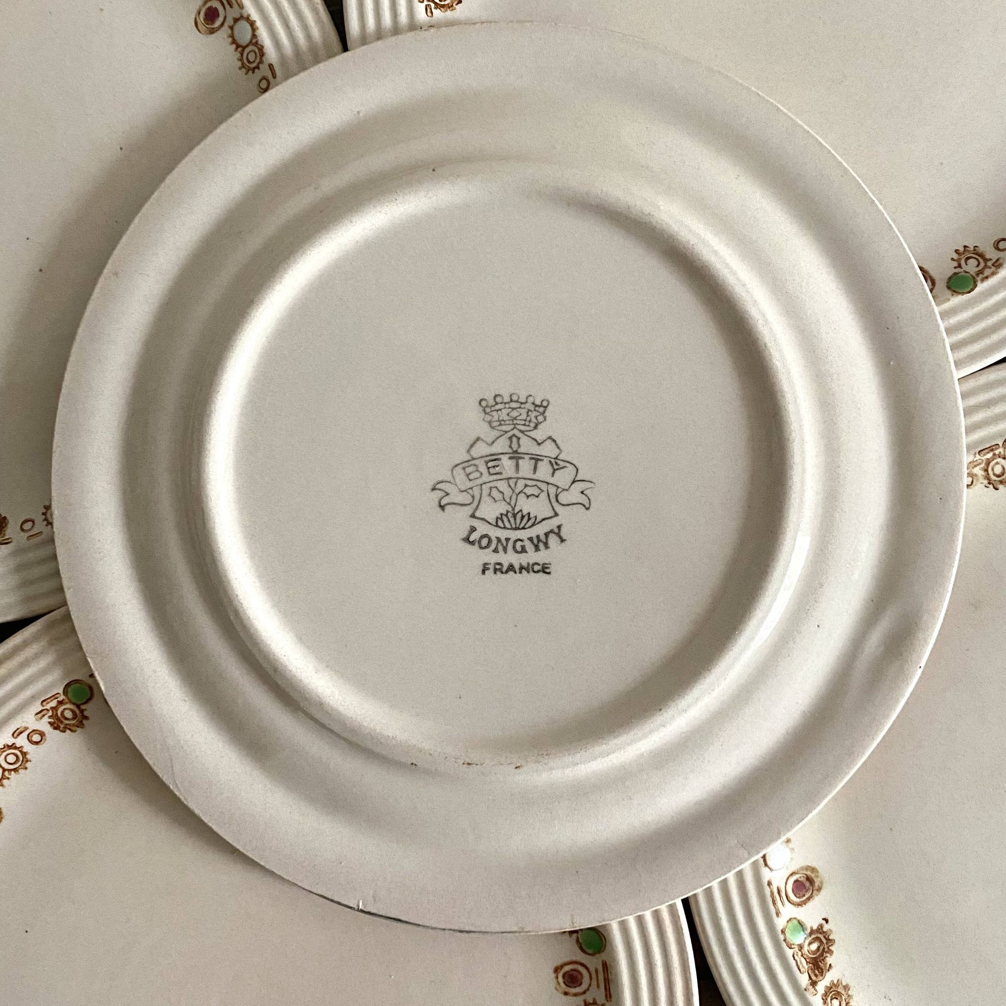 Dessert plates Longwy Art Deco model Betty