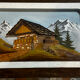 Carved and painted wooden Alpine panel signed 18 / 26 cm