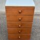 Scandinavian Mid-Century Modern chest of drawers with 6 mahogany and white wood drawers 19