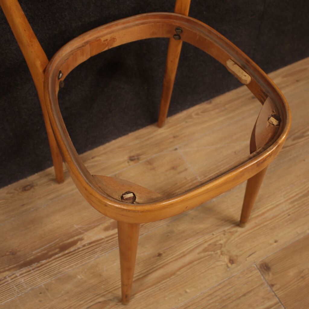 Six Italian  chairs in exotic wood and faux leather