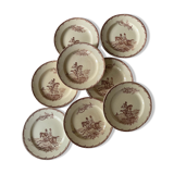 Flat plates iron earth hunting scene vieillard