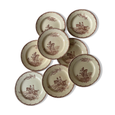 Flat plates iron earth hunting scene vieillard