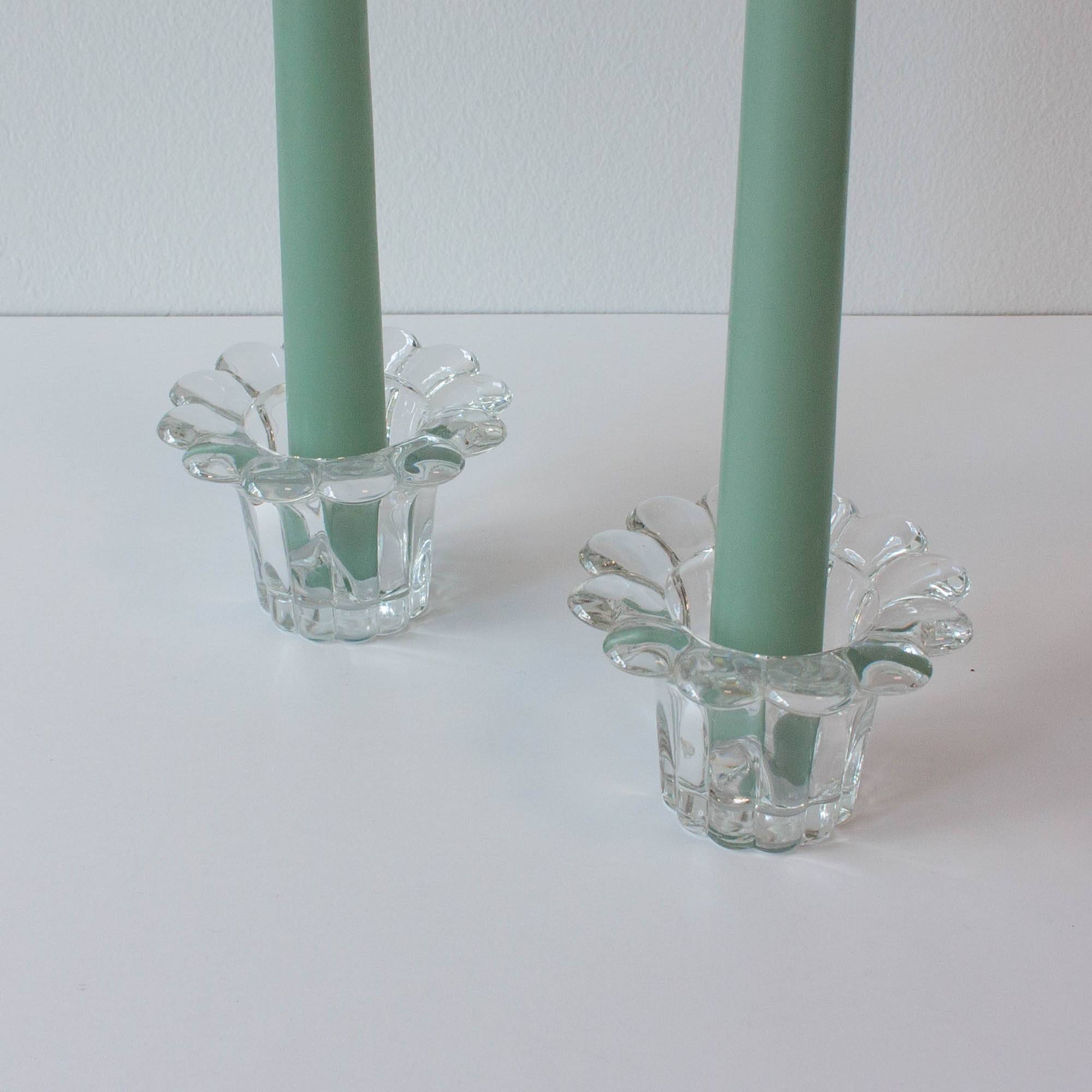 Vintage 1980s Reims-Style Glass Candle Holders