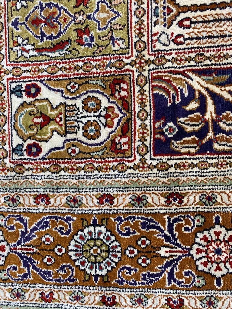 Vintage turkish silk carpet 92x157 cm