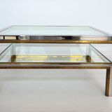 Coffee table in brass and chrome with folding top compartment to House Jansen 1970 s