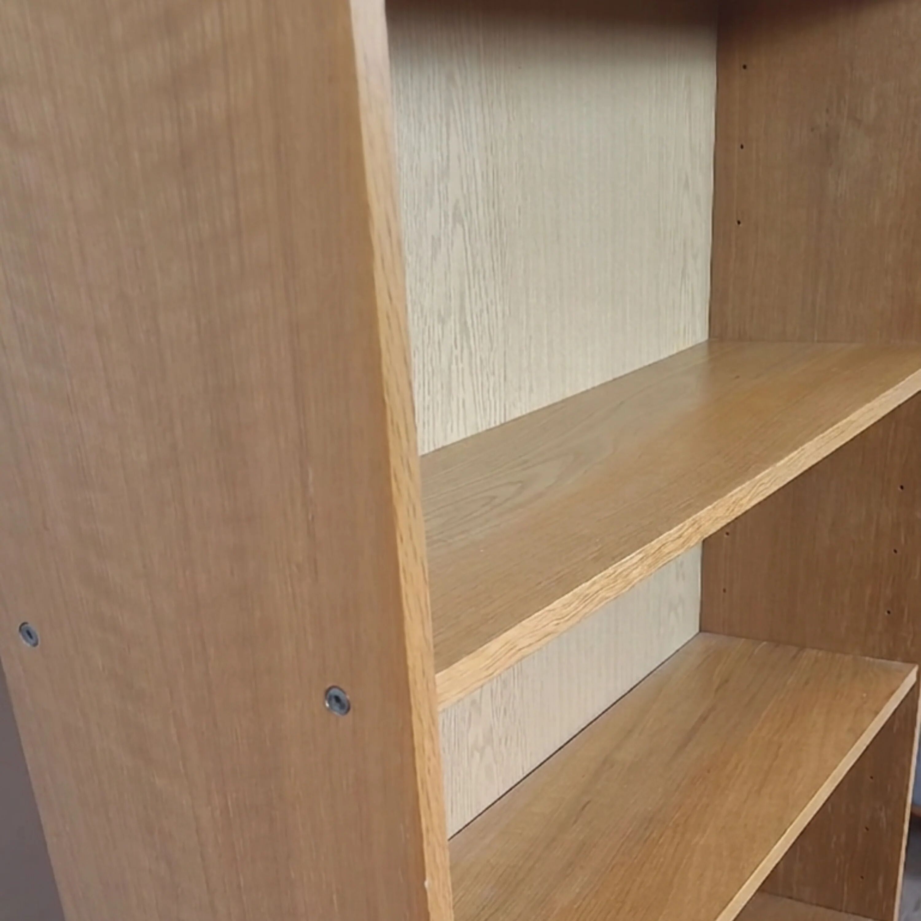 Vintage Scandinavian oak veneer library - 200 cm - modular shelves, 20th century