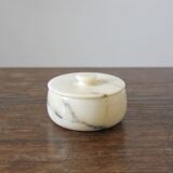 Round box in vintage beige marble
