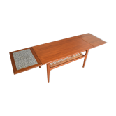 Table basse danoise restaurée teak retro trioh draw leaf