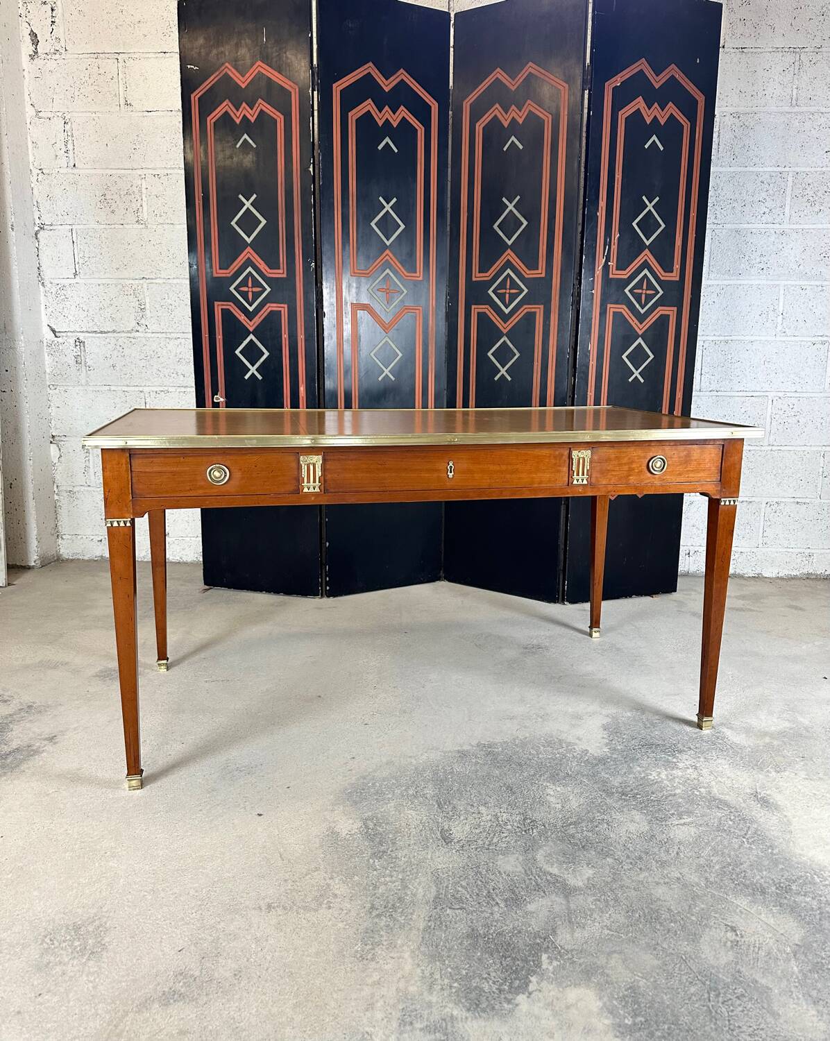 Directoire style flat desk in cherry wood