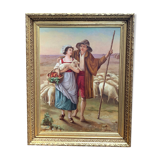 Painting "Romantic Scene" - End of the 19th century