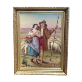 Painting "Romantic Scene" - End of the 19th century