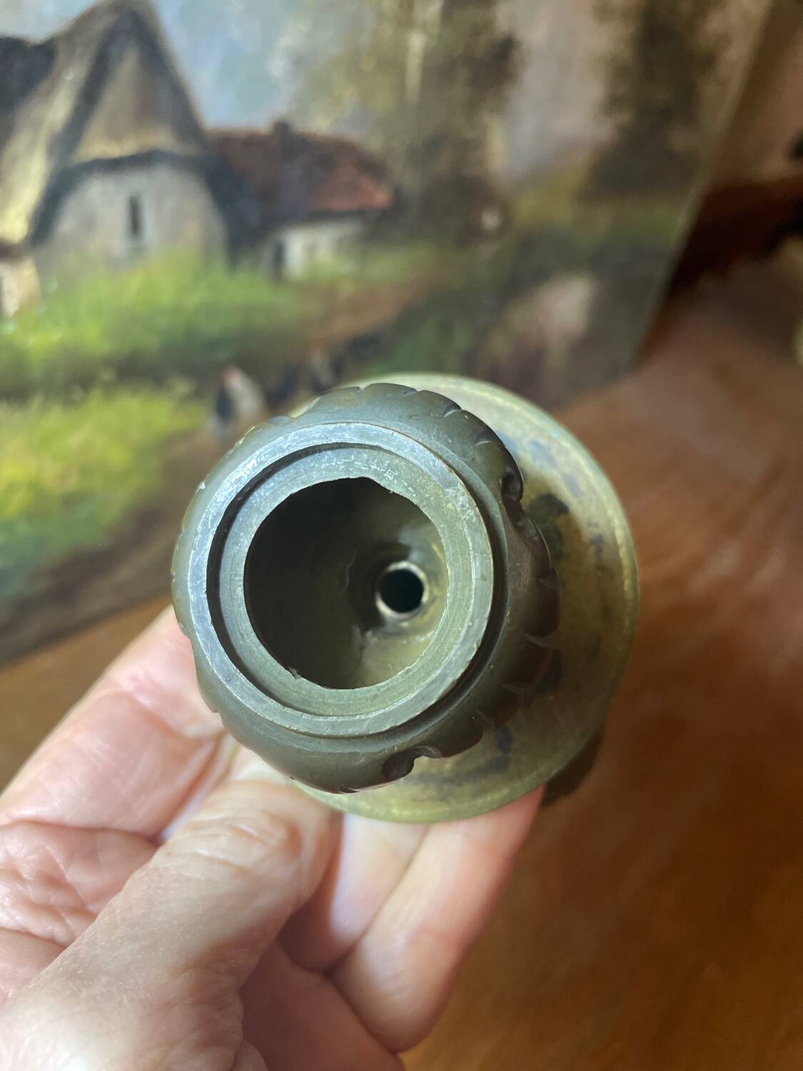 Art deco bronze candle holder