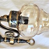 Wall lamp with vintage smoked engraved globe