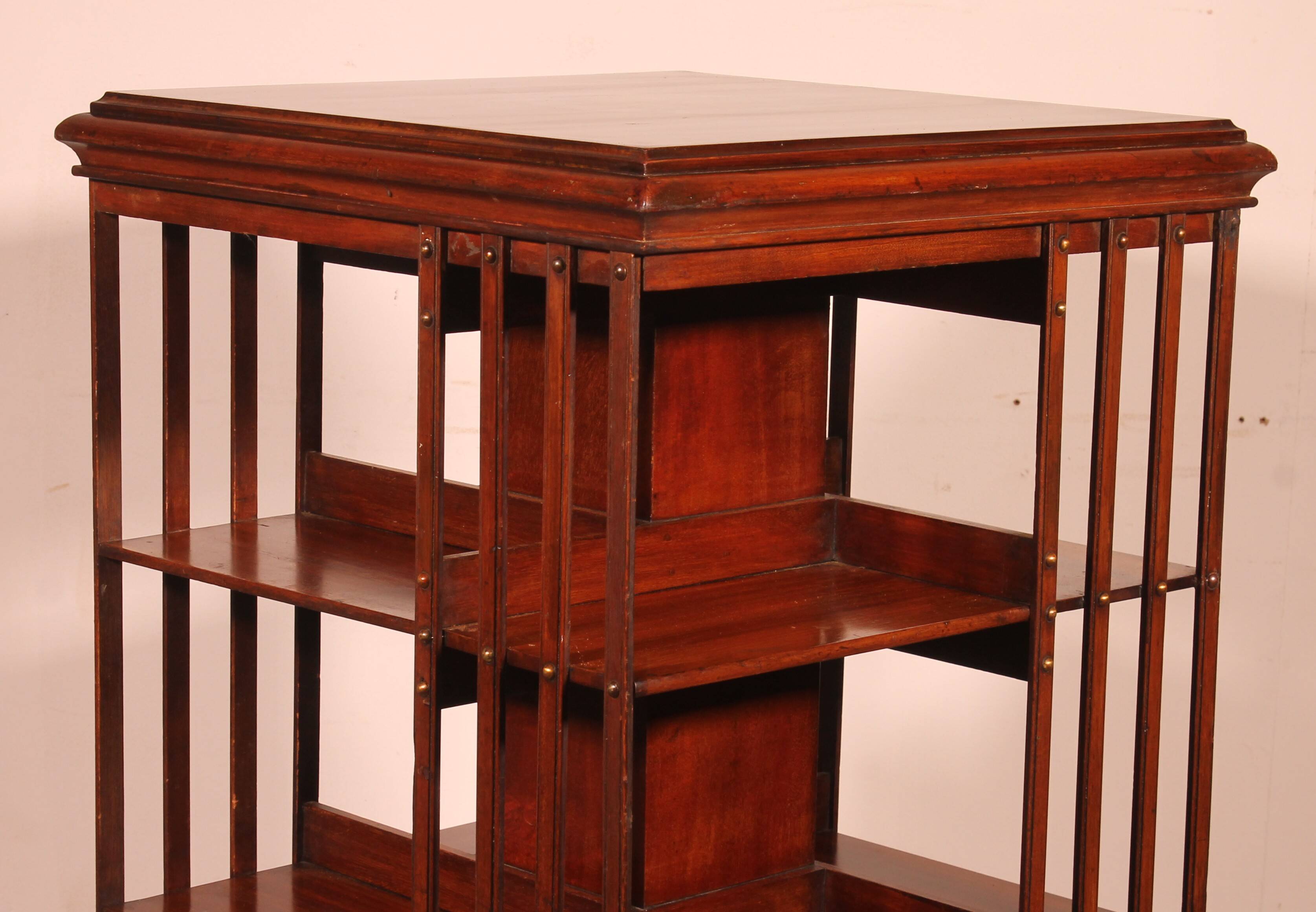 Rotating Library with Iron Base and Inlays - 19th Century