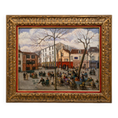 Large oil on canvas Montmartre – Place du Tertre – Paris – 20th century