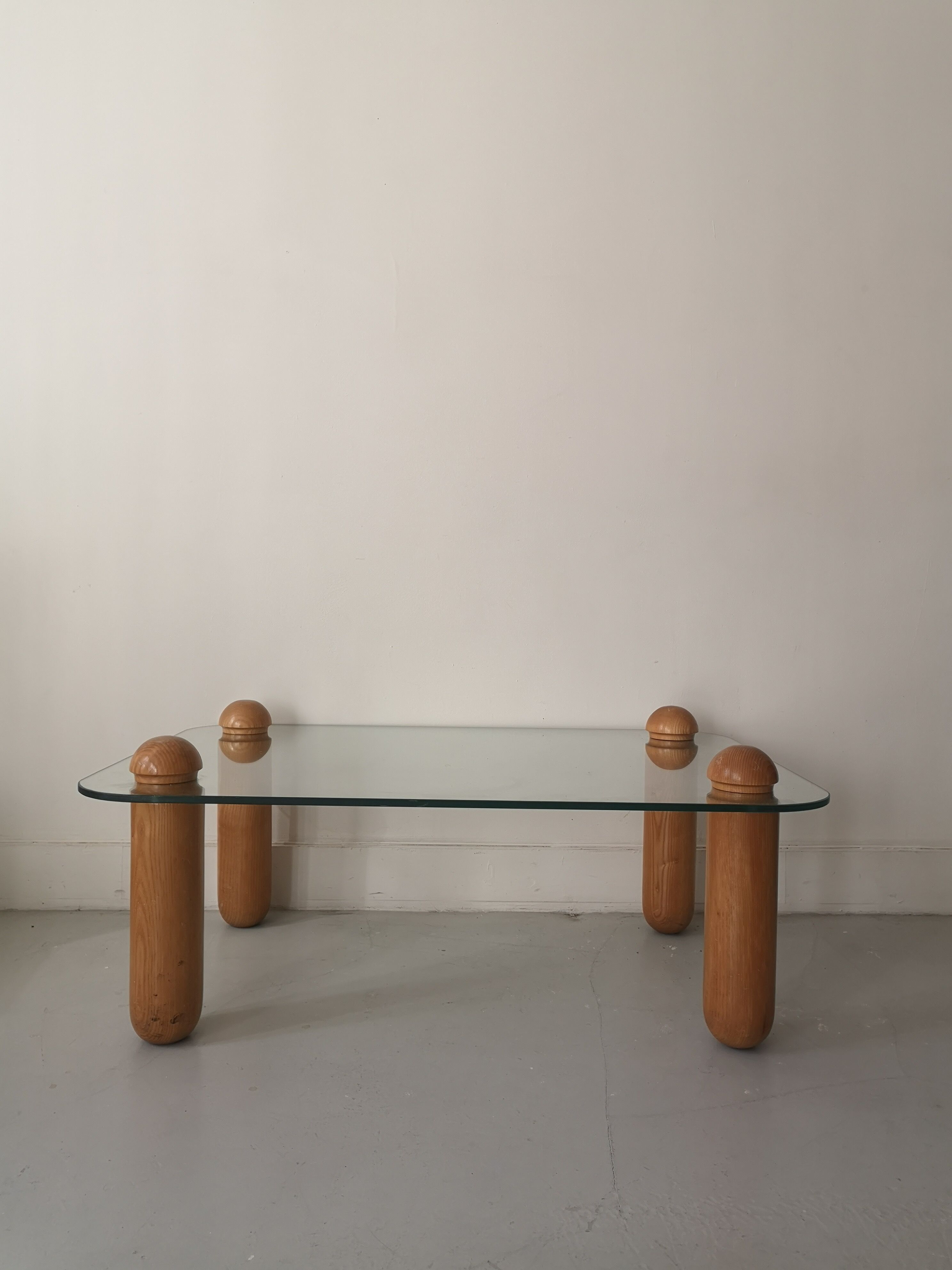 coffee table thick glass, italy 1970