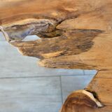 Brutalist coffee table in solid wood from the 50s