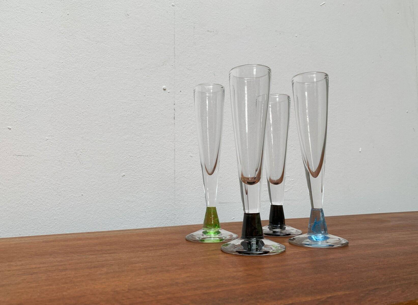 German Champagne Glasses by Regina Kaufmann for Glashagen Hütte, Set of 4