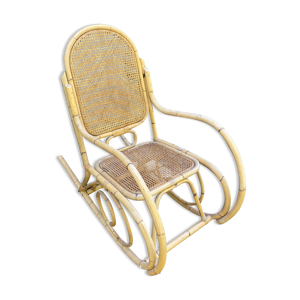 Rocking chair en cannage et rotin