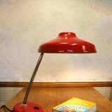 Carmine red saucer/UFO articulated years 50/60 desk lamp