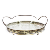 Art Deco silver metal tray with 4 ramekins