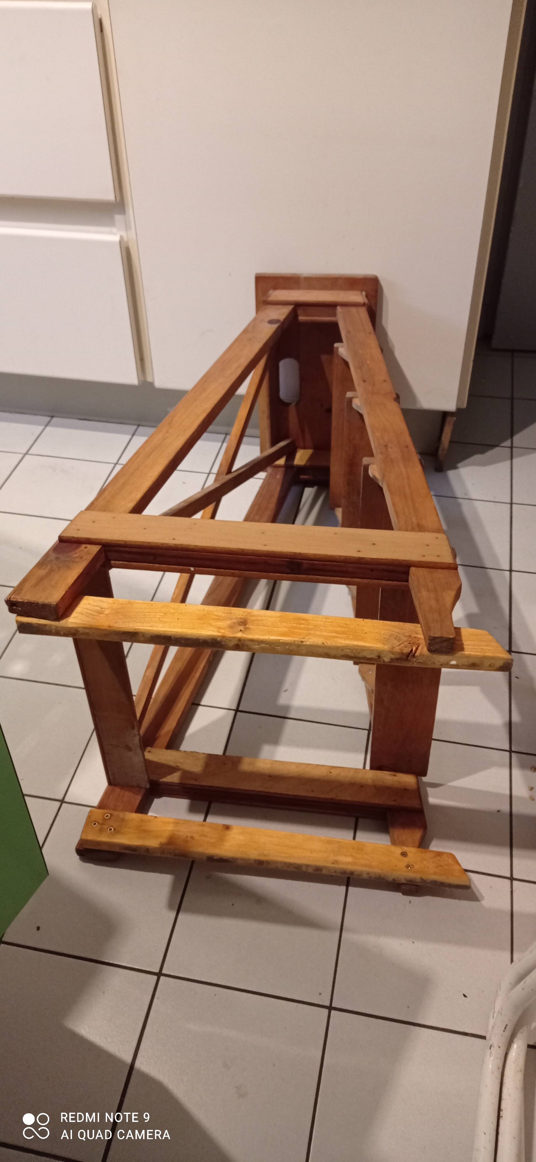 Old vintage wooden painter's stepladder