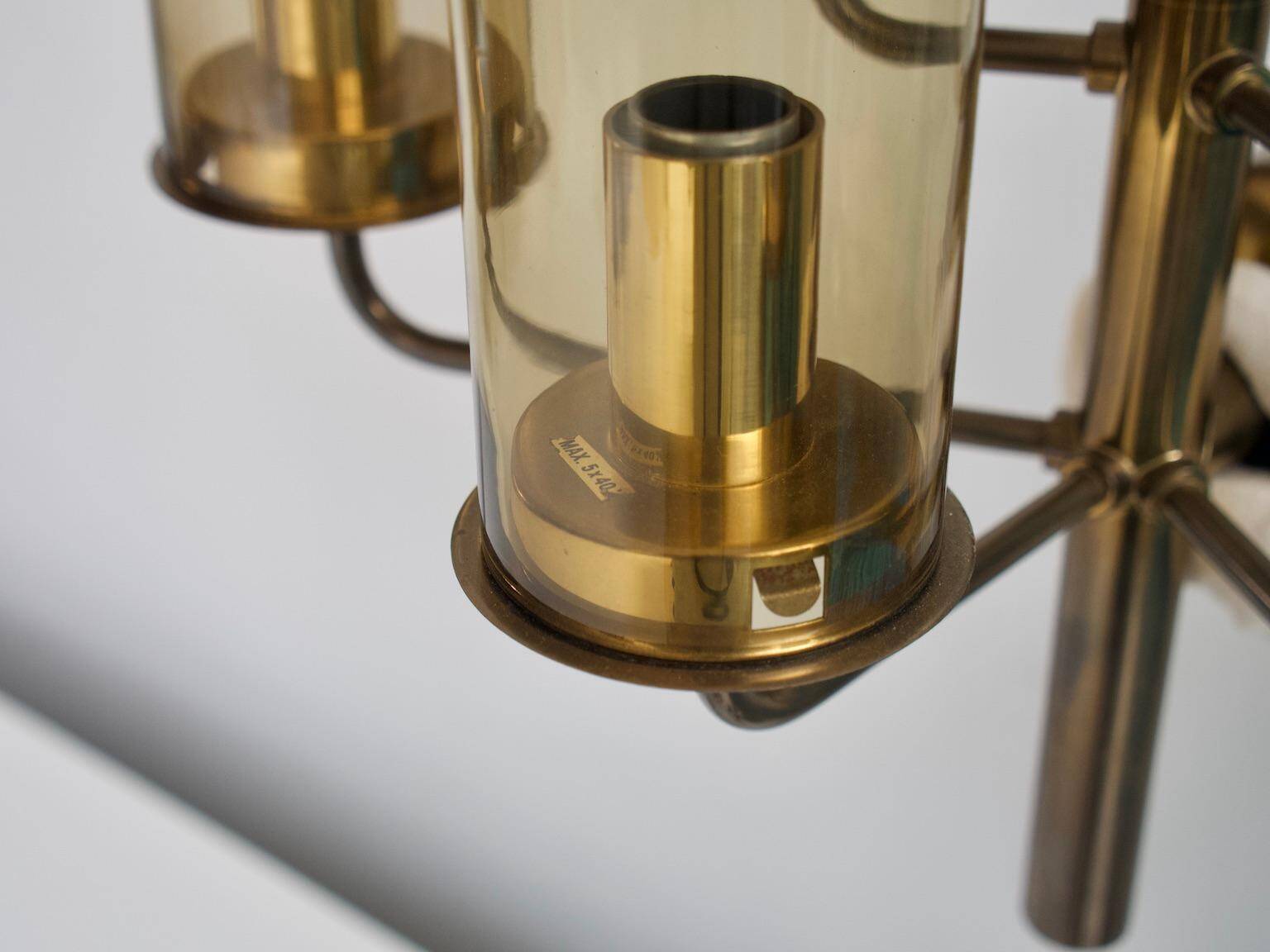 Brass wall light with five lights by Hans-Agne Jakobsson