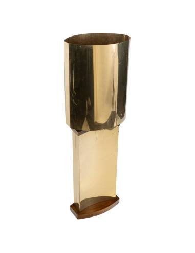 1970s brass and wood table lamp