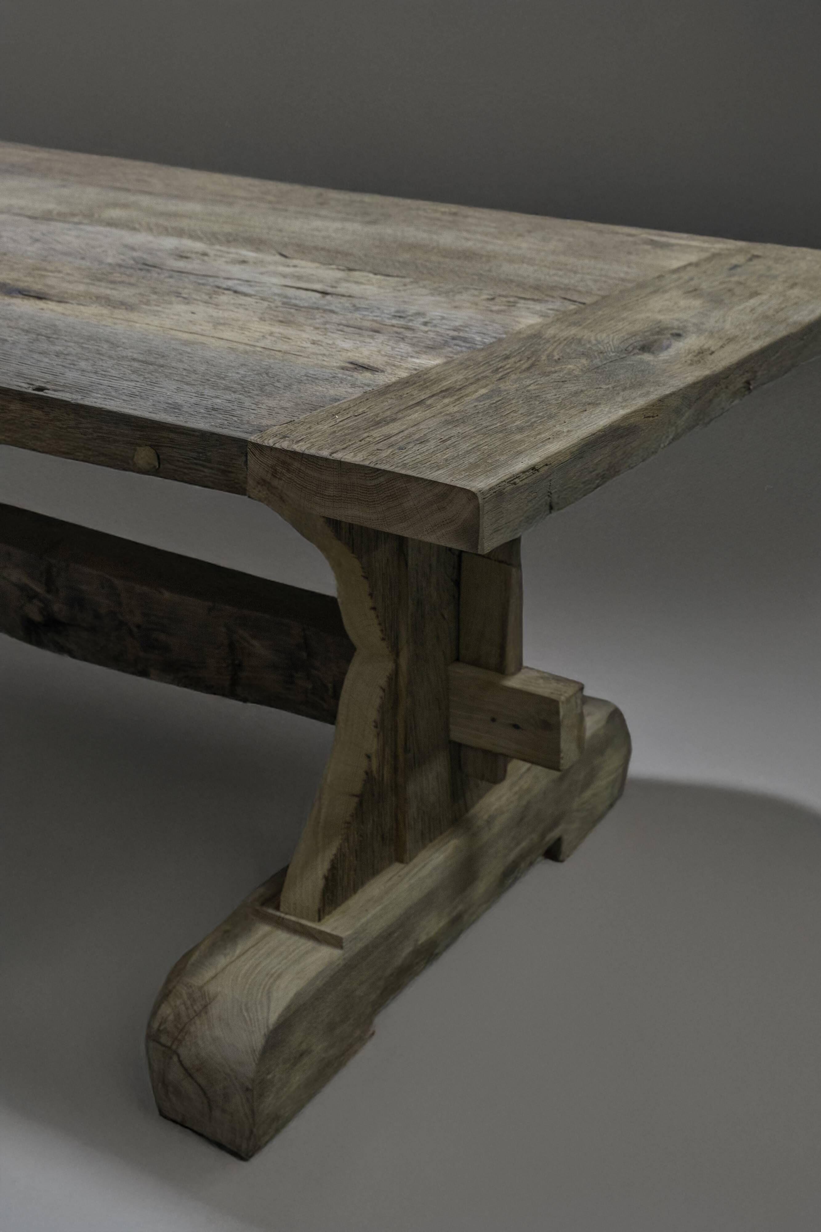 Grande table à manger en chêne massif récupéré, 280 × 100 × 75 cm