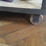 Wooden and iron coffee table with 2 shelves