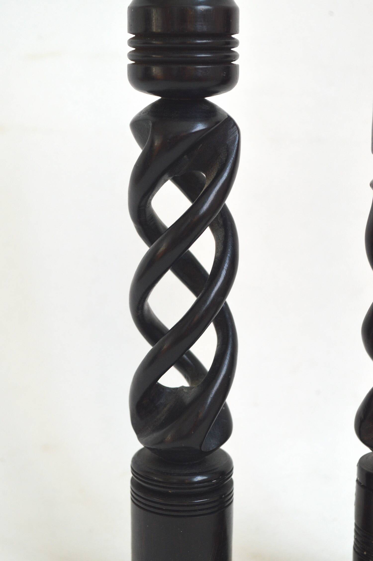 Twisted ebony candle holder
