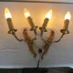 Pair of double wall lights in gilded bronze