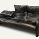 Maralunga 3-seater sofa in black leather by Vico Magistretti for Cassina