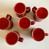 Set of 6 mugs in glazed earth Bitossi Italy 1960