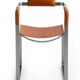 Armchair, aged silver steel and natural tobacco saddle leather.