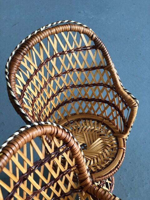 Pair of emmanuelle rattan armchairs 70 years
