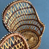 Pair of emmanuelle rattan armchairs 70 years