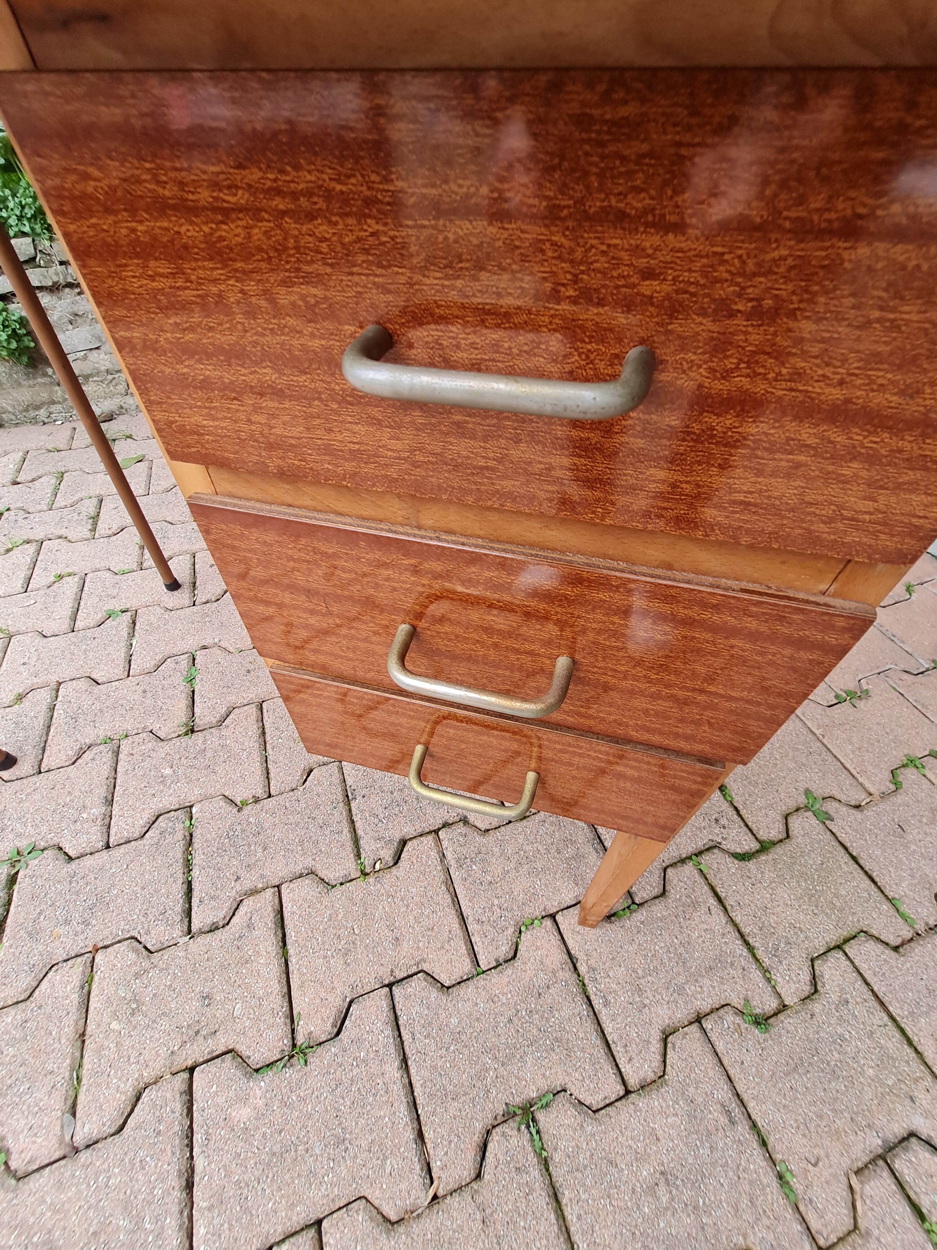 School desk in formica, wood and vintage metal - children's desk