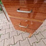 School desk in formica, wood and vintage metal - children's desk