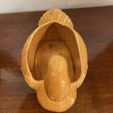 Swan shaped planter in 70s earthenware apricot orange color
