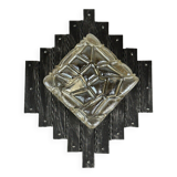 60's 70's Brutalist Wall Lamp Iron & Glass Wall Sconce