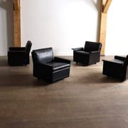 Pair of Dieter Rams Model 620 lounge chairs black leather for Vitsoe 1980s