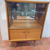 Vintage oak display cabinet from the 60s